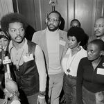 Jesse Jackson, Betty Shabazz, Tom Todd, Aretha Franklin, Miriam Makeba, Louis Stokes Rev. Jesse Jackson speaks to reporters at the Operation PUSH Soul Picnic at the 142nd Street Armory in New York, . Left to right are: Betty Shabazz, widow of Malcolm X; Jackson; Tom Todd, vice president of PUSH; Aretha Franklin; Miriam Makeba and Louis Stokes, rear right. PUSH stands for People United to Save Humanity <br>(Jim Wells/AP/Shutterstock)